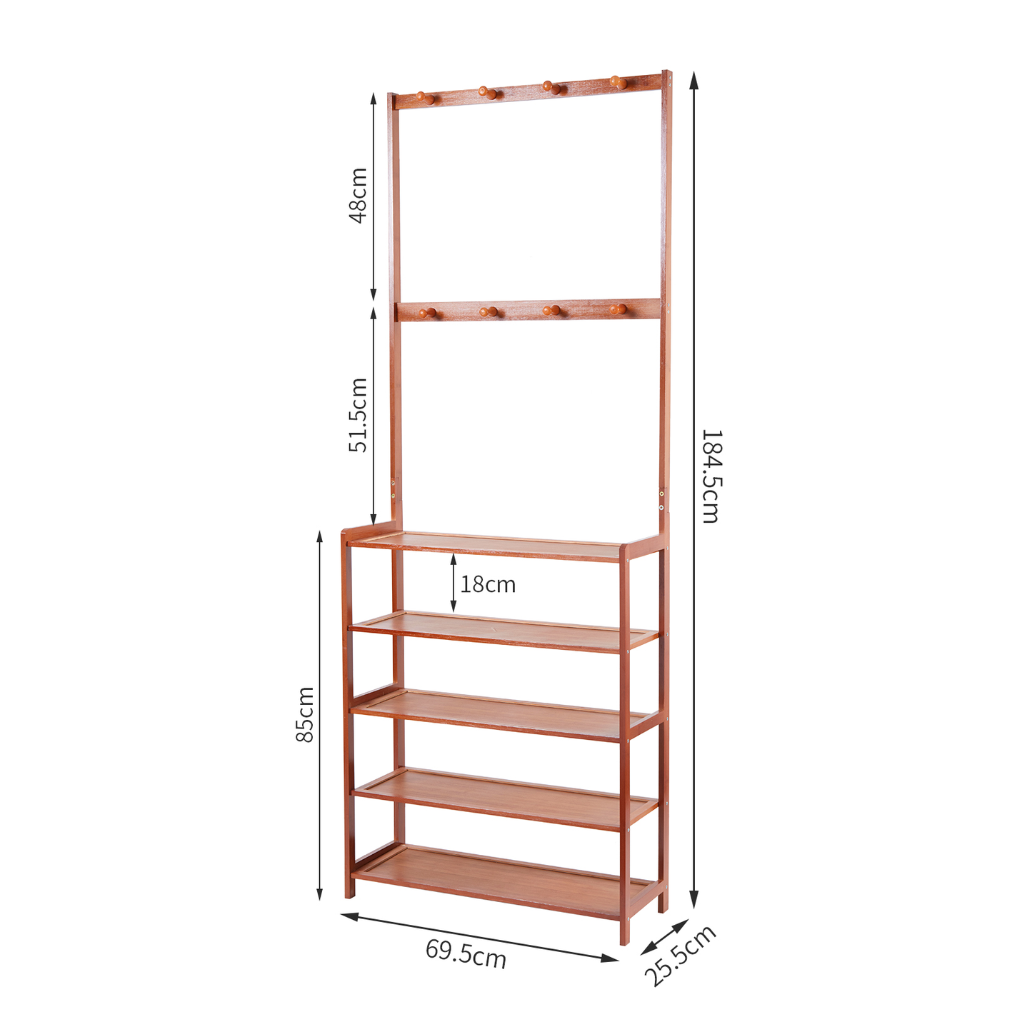 Coat Rack Shoe Bench Vintage 3-In-1 Hall Tree Shoe Rack for Entryway with 3-Tier Storage Shelf