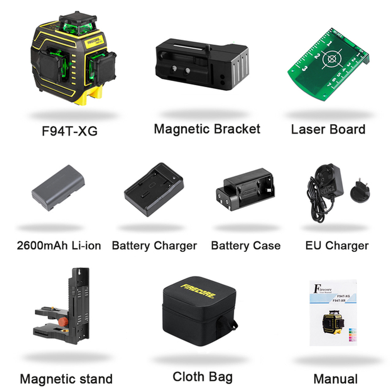 12 Lines Лазерный Уровень 3D Green Laser Level Self-Leveling 360 Horizontal and Vertical Nivel Láser(F94T-Xg)