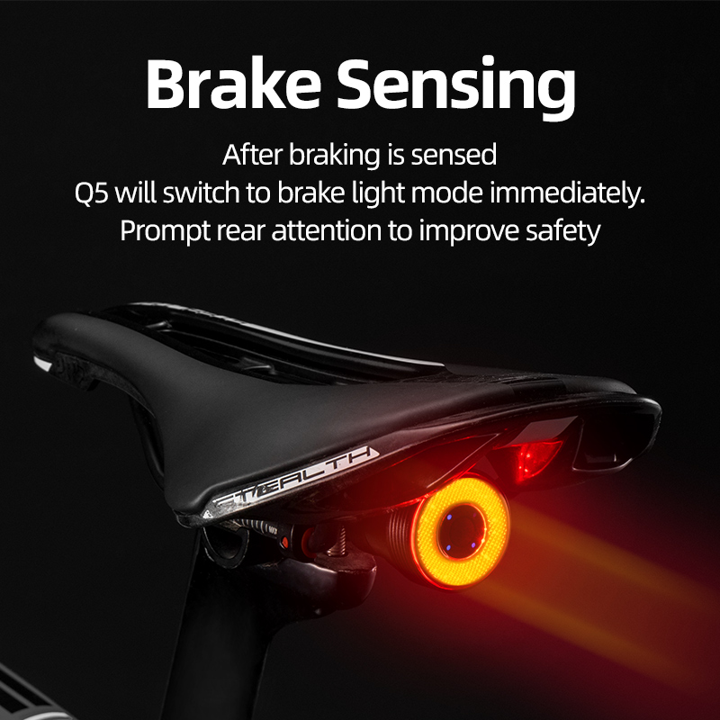 Smart Bicycle Rear Light Auto Start/Stop Brake Sensing Ipx6 Waterproof LED USB Rechargeable Flashlight Bike Accessories