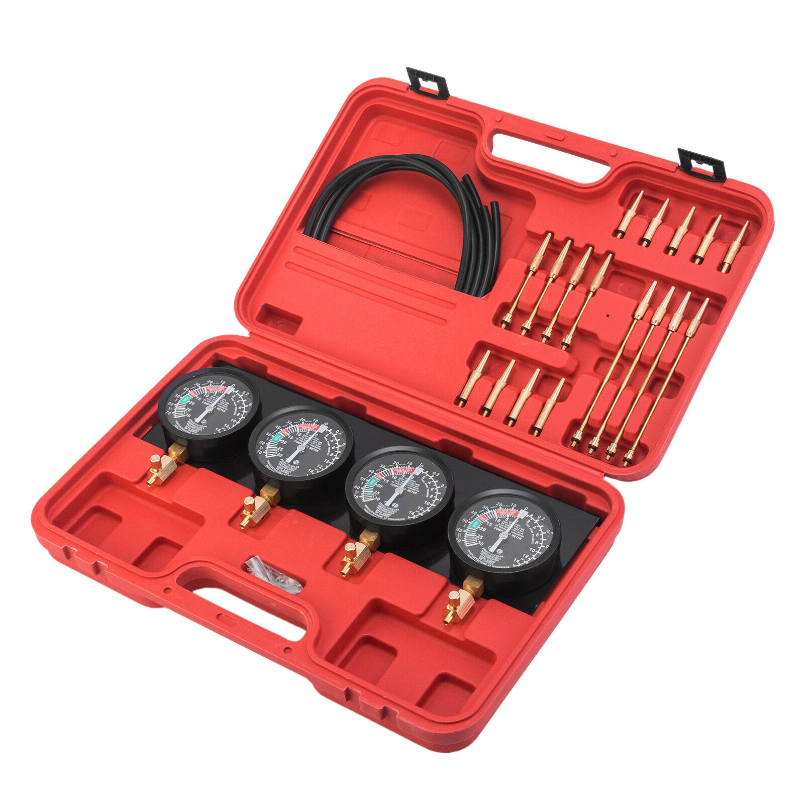 Fuel Vacuum Carburetor Synchronize Tool Kit Carb Sync Gauge Set with 4 Rubber Hoses 4 Synchronizer Gauges for Motocycle