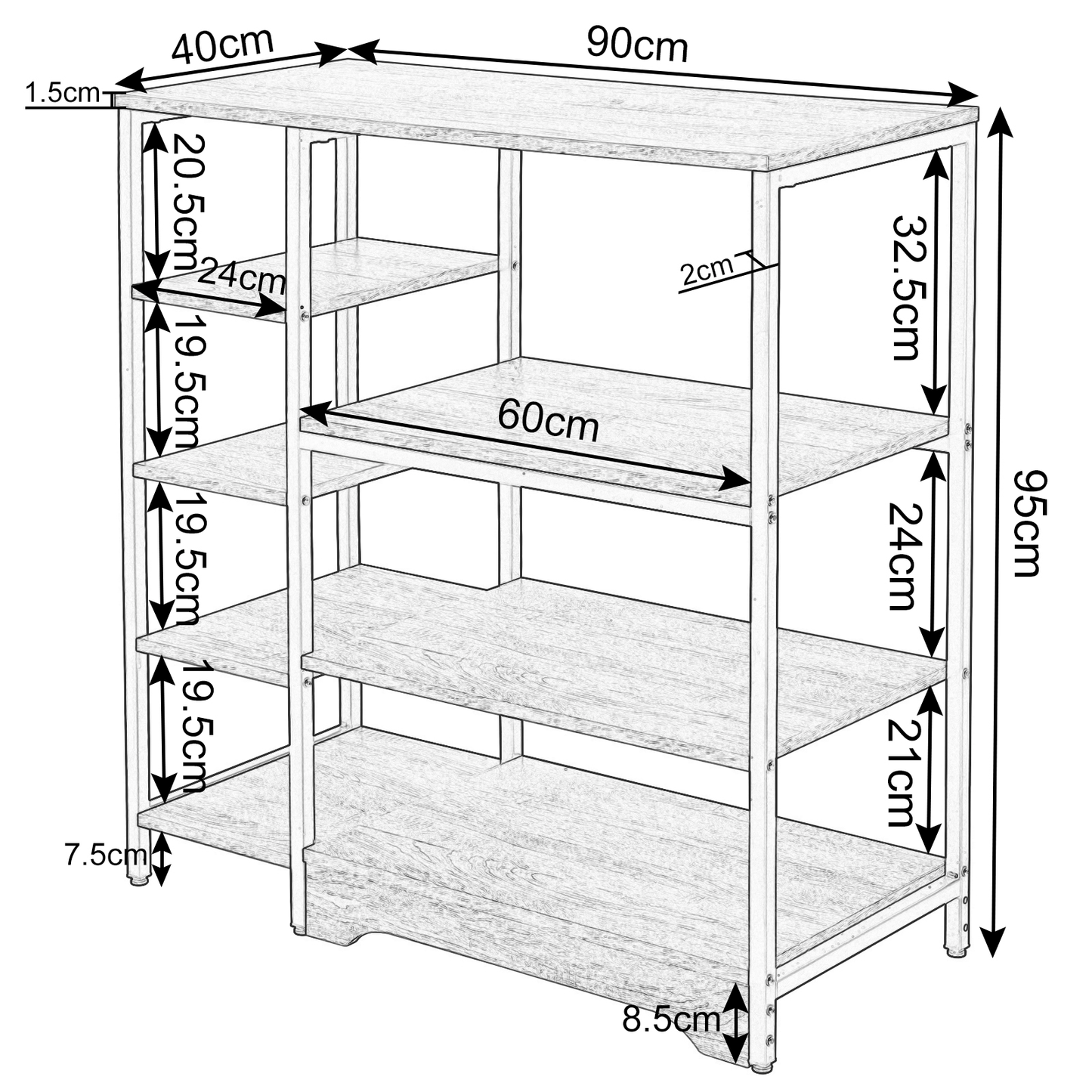 Multifunctional Rack Kitchen Rack Microwave Oven Rack Bread Rack 90X40X95Cm Storage Rack Kitchen Storage Rack Kitchen Rack