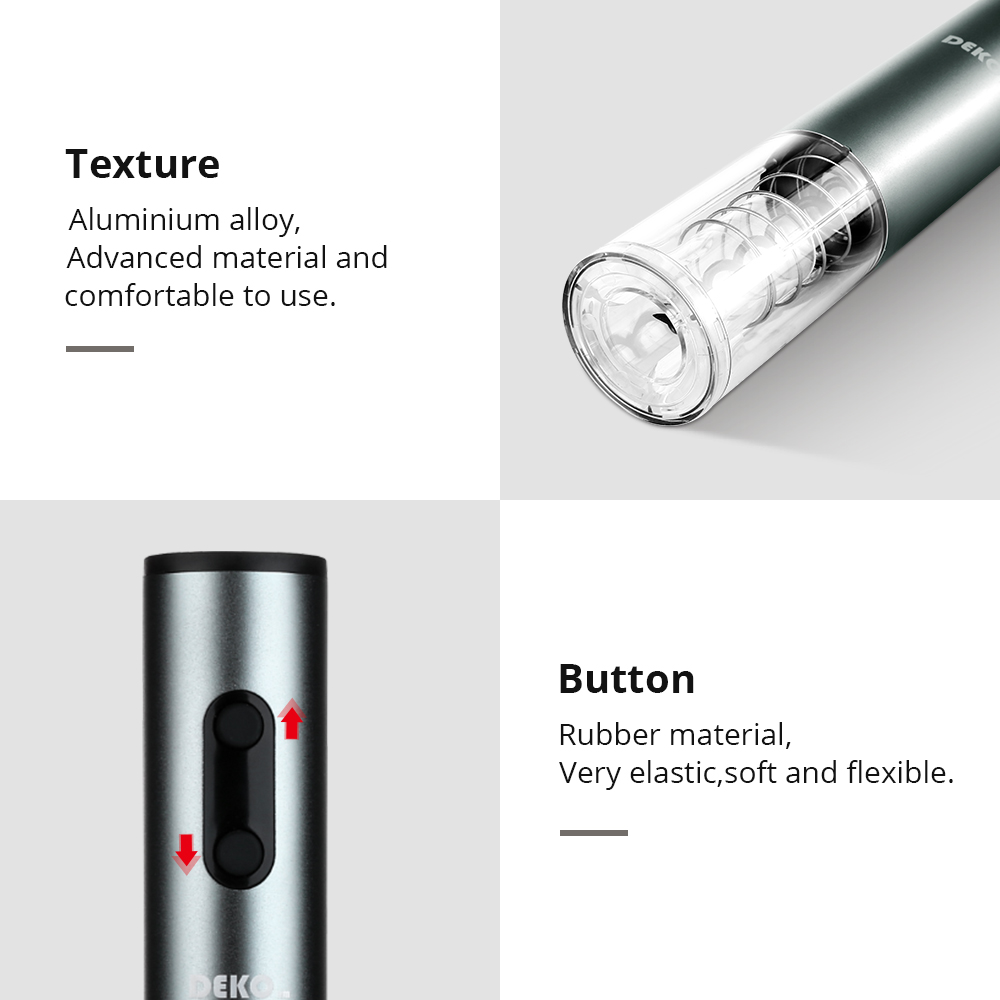 DEKO Electric Wine Opener Set Rechargable Automatic Bottle Opene Kitchen Batteries/Chargers with Foil Cutter Air Extraction