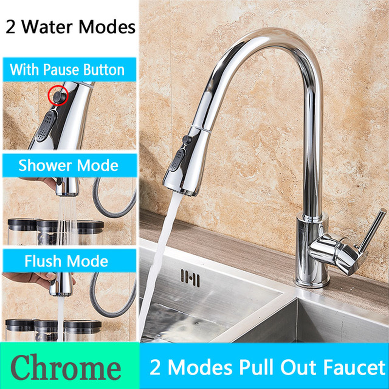 Brushed Nickel Kitchen Faucet Single Hole Pull Out Spout Kitchen Sink Mixer Tap Stream Sprayer Head Chrome/Black Mixer Tap