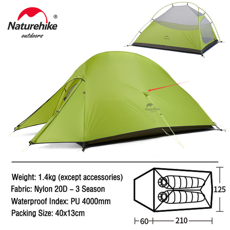 Cloud up Series Tent Ultralight 20D Nylon Camping Tent Waterproof Outdoor Hiking Travel Tent Backpacking Cycling Tent