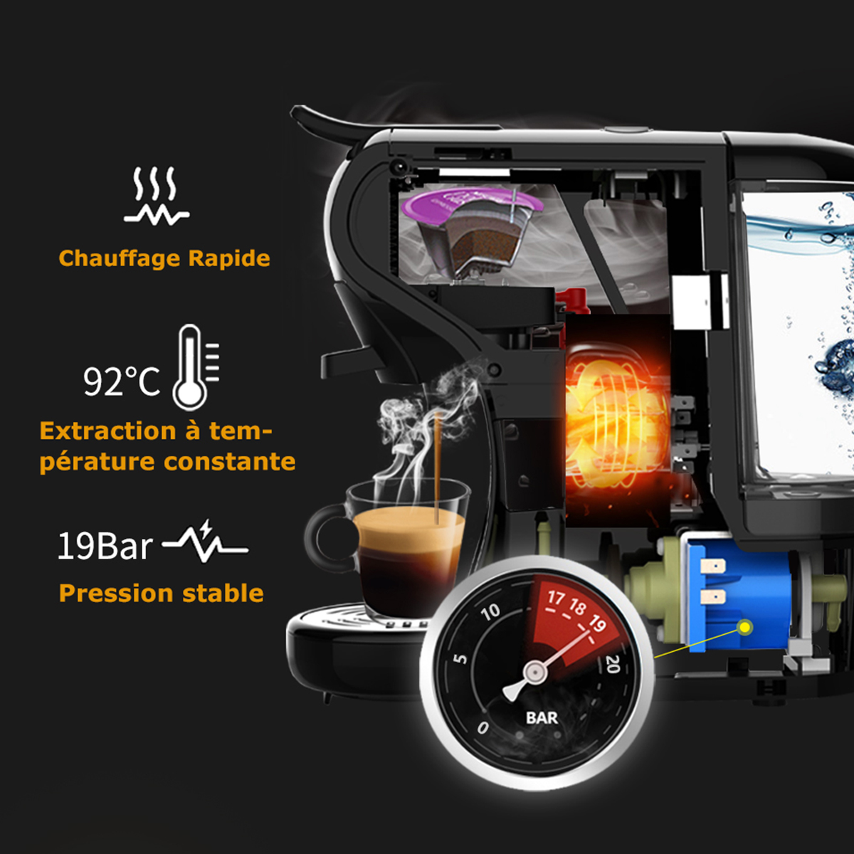 4In1 Multiple Espresso Coffee Machine with Fully Automatic Hot & Cold Milk Foaming Machine Cafetera Cappuccino Latte