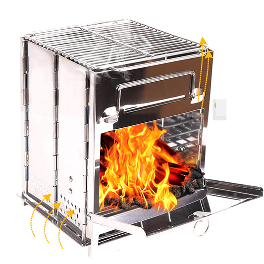 Outdoor Camping Stove Stainless Steel Cooking Picnic Equipment Portable Folding Wood Stove with Grills Hiking BBQ Accessories