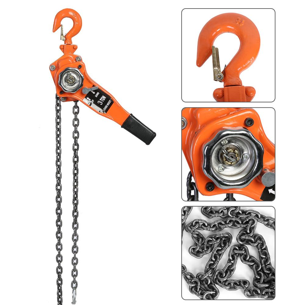 3T 0.75T Lifting Chains Block Hoist Ratchet Hoist Ratchet Lever Pulley Lifting 3 Meters Lifting Tools