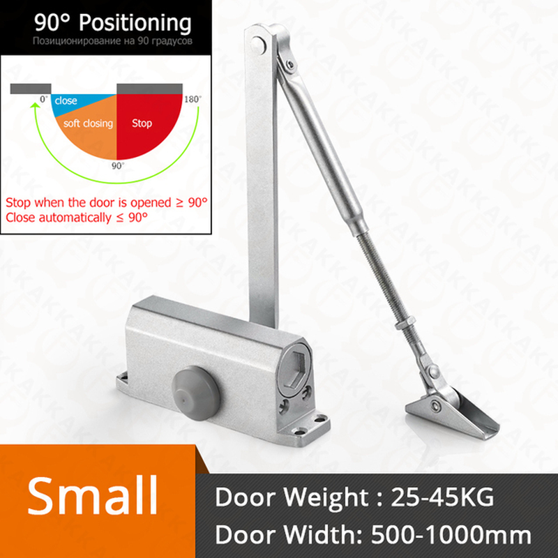 Automatic Door Closer 2 Spring Hydraulic Buffer Adjustable Door Stopper Speed Mute Closing for 25 to 80KG Door Hardware