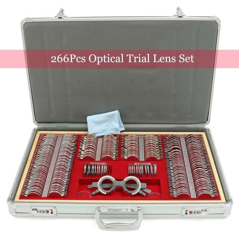 266 Pcs Optical Lens Optometry Rim Case Kit Set W/ Optometry Test Trial Frame