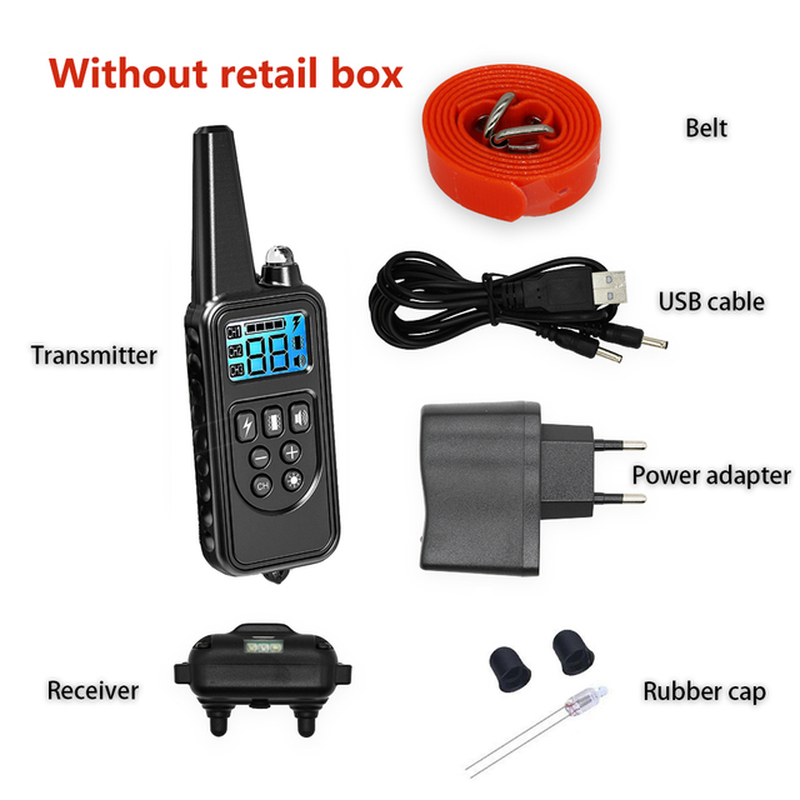 800M Remote Contro Electric Dog Training Collar Pet Rechargeable Waterproof with LCD Display for All Size Shock Vibration Sound