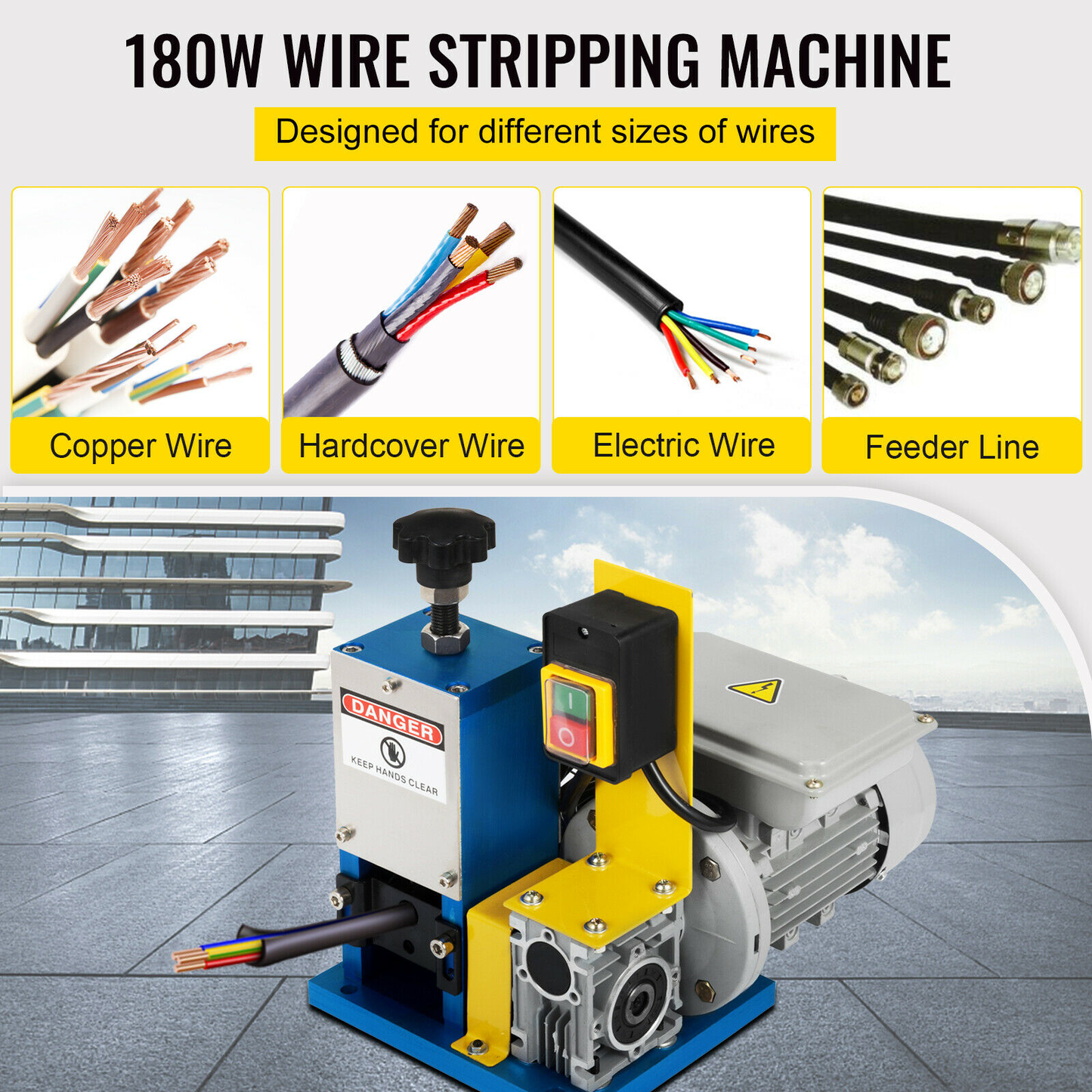 Electric Wire Stripping Machine Portable 1.5Mm-25Mm 180W Cable Stripper for Copper Line Processing Removing Plastic Rubber