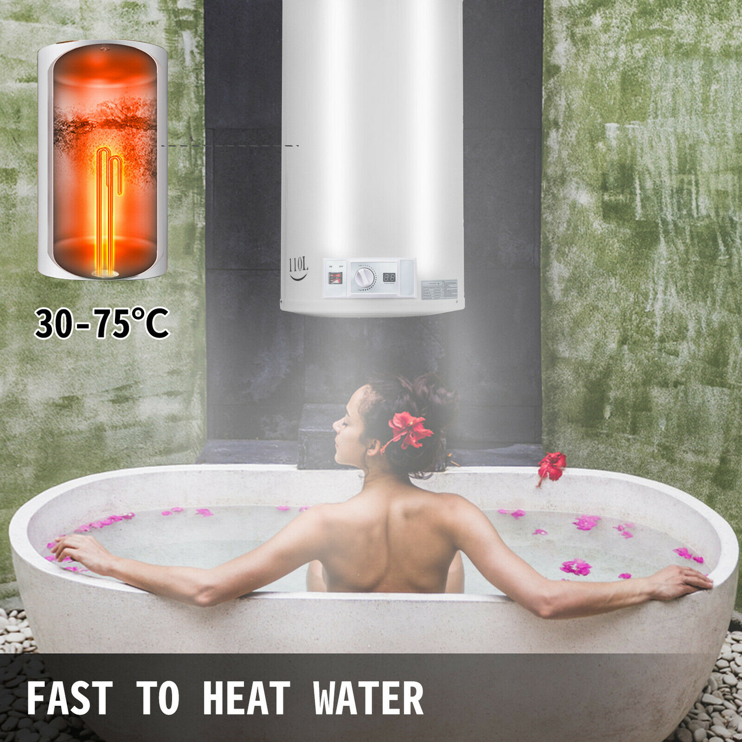 8/35/45/55/65L Instant Electric Water Heater Boiler Cylinder Tank Storage Home Showering Wall Mount for Bathroom Kitchen