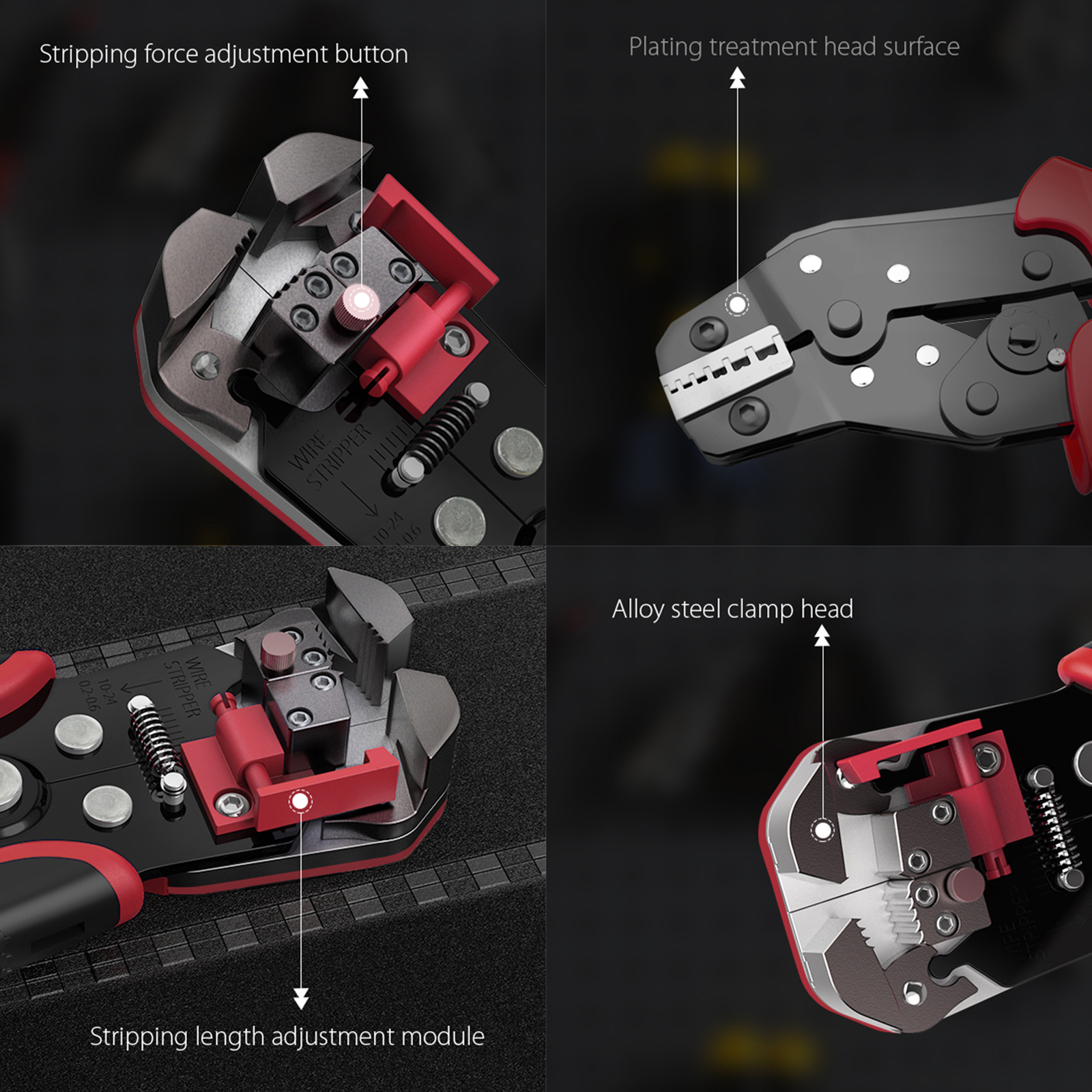 4 in 1 Wire Crimpers Engineering Ratcheting Terminal Crimping Pliers Bootlace Ferrule Crimper Tool Cord End Terminals