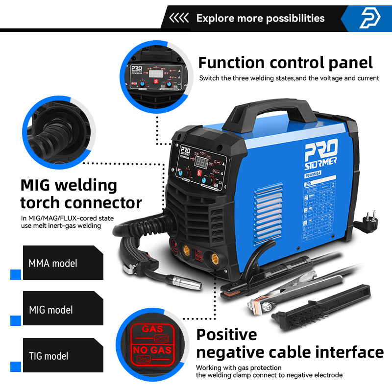 PRO PSWM01A MIG Welding Machine 3 in 1 Welder 220V 140 Amp Max TIG MMA Flux Cored Wire DIY Professional Welding Work