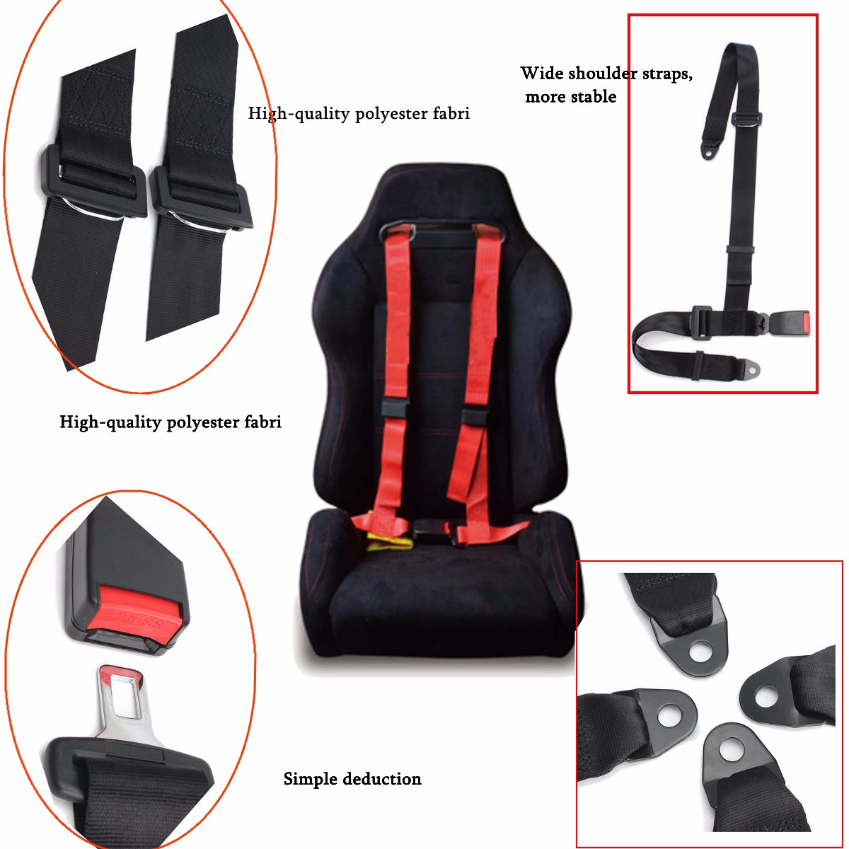 Universal 3 4 Point Fixing Quick Release Racing Car Seat Belt Harness Adjustable Harness Safe Shoulder Strap