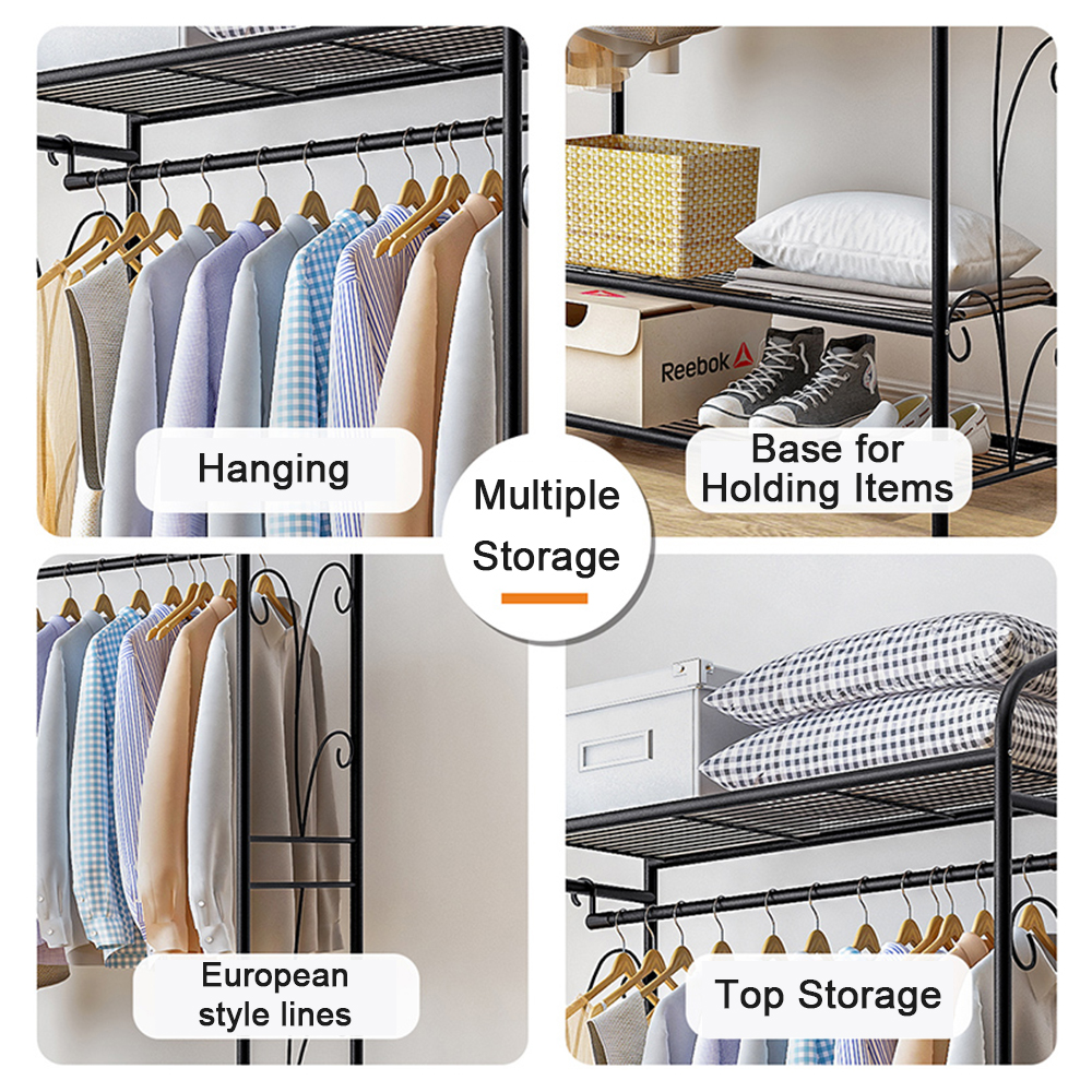 Xiofio 6 Tiers Heavy Duty Clothes Rack, Metal Clothing Rack,Clothing  Storage Organizer,Garment Rack with Basket,Hanging Adjustable Garment  Rack,65.0