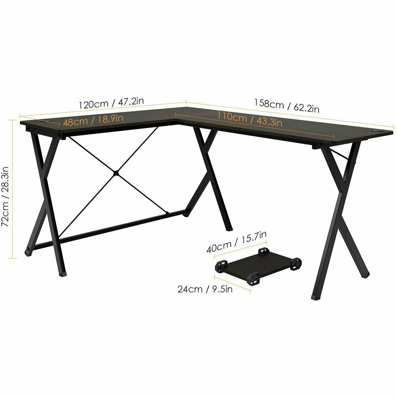 L Shaped Desk Home Office Desk PC Computer Gaming Laptop Table Workstation