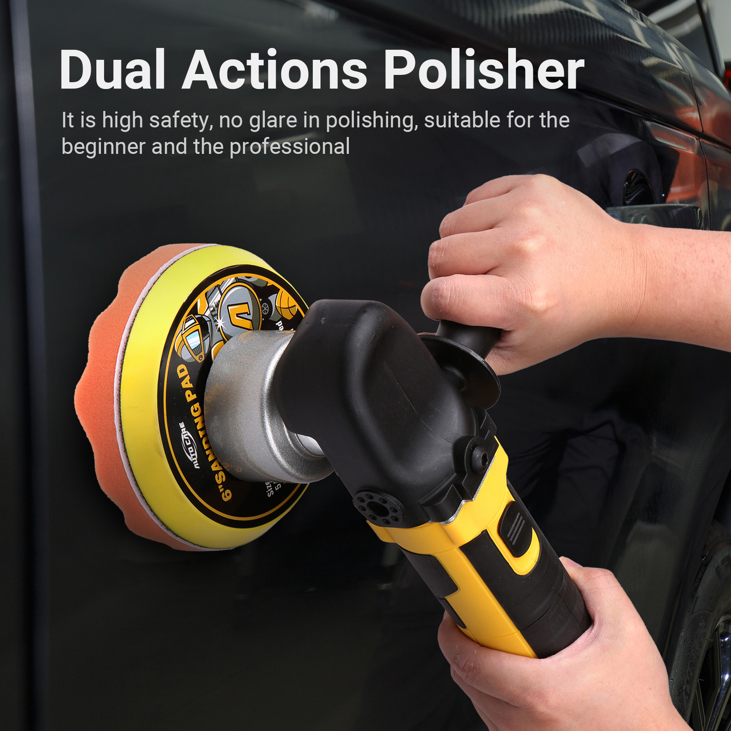 6-Inch Car Polisher Handheld Polishing Machine Electric Powered Waxer Machine 6 Speeds for Furniture Automobile Ceramic