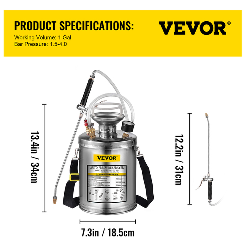 4-12L Hand Powered Sprayer Stainless Steel Watering Spraying Sprinkling Atomizer Pump Home Ground Garden Cleaning Sprayer