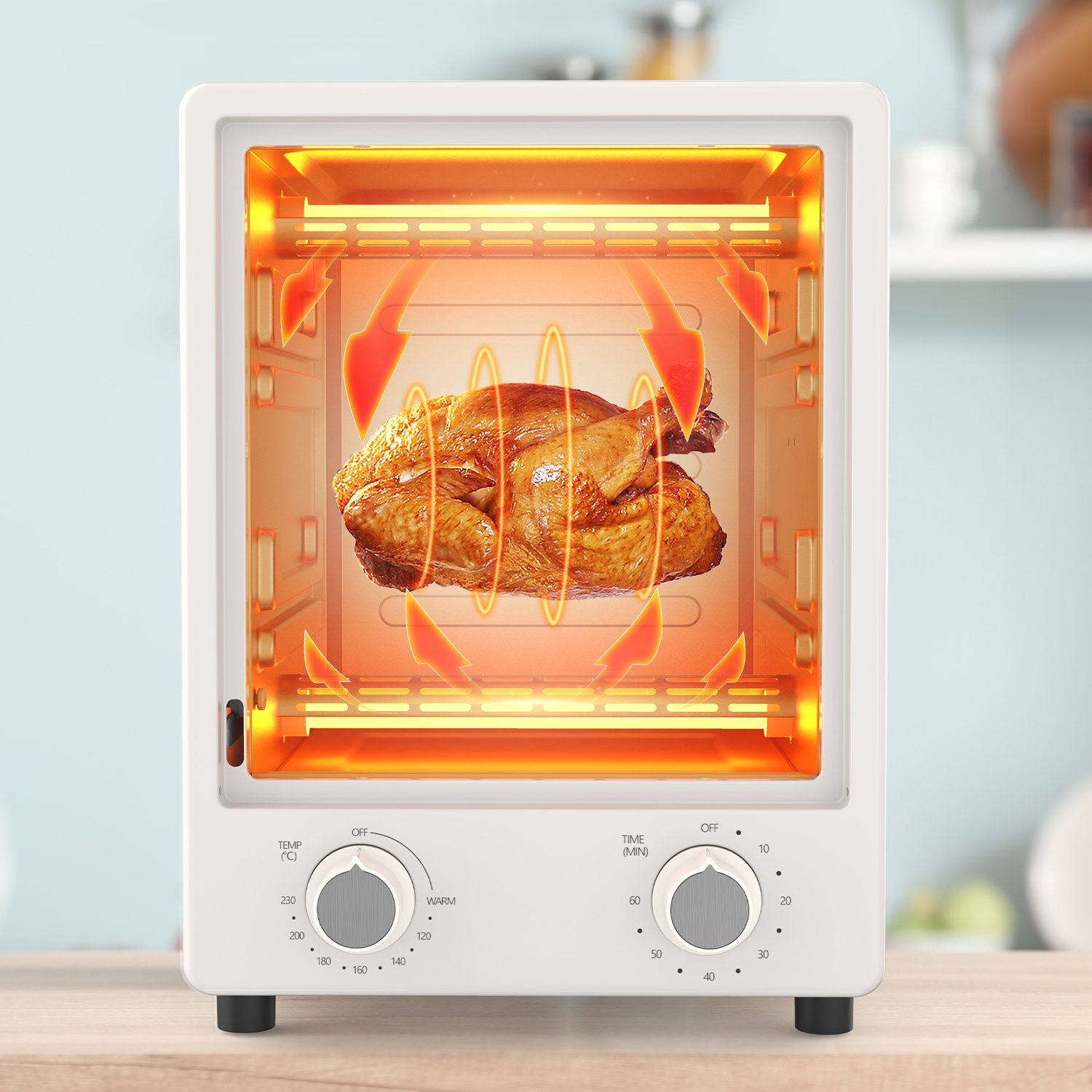 900W Convection Oven 12L Compact Convection Fryer for Broil/Bake/ Broil/ Tumble Dry, Recirculating Toaster Oven with Gri