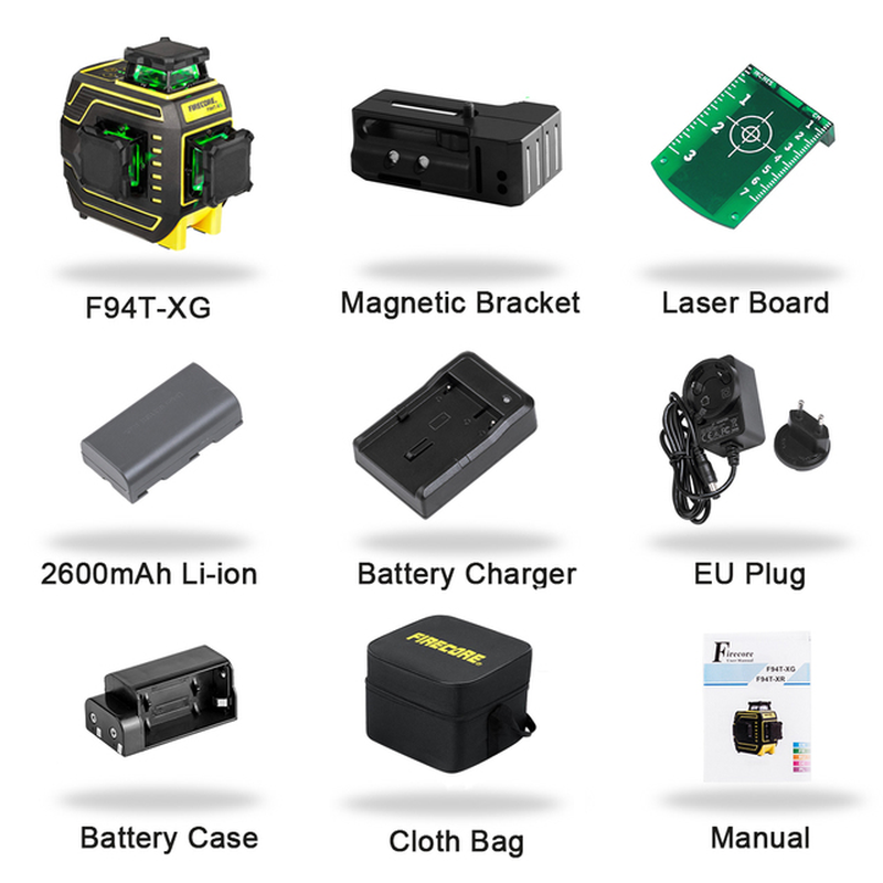 12 Lines Лазерный Уровень 3D Green Laser Level Self-Leveling 360 Horizontal and Vertical Nivel Láser(F94T-Xg)