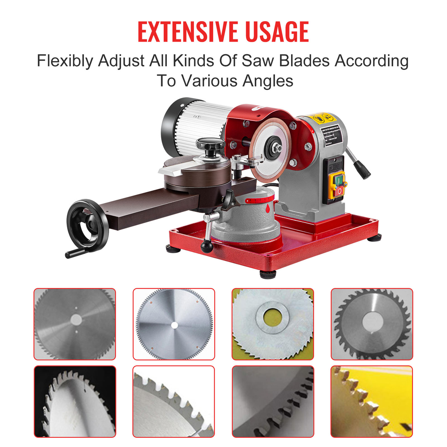 370W Circular Saw Blade Grinder Sharpener 5Inch Wheel Rotary Angle Mill Grinding for Carbide Tipped Saw Wood-Based Panel