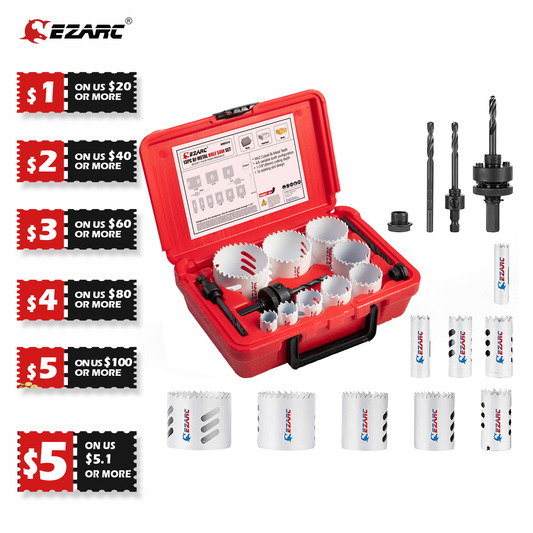 Bi-Metal Hole Saw Kit,13Pcs Hole Saw Cobalt Drill Hole Cutter Set with Mandrels for Soft Metal Sheet,Wood,Drywall,Aluminum