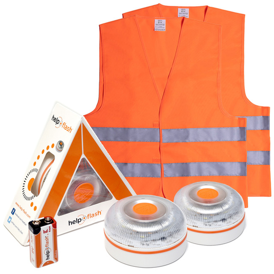 -Standalone Emergency Light, V16 Hazard Presenter Signal, Approved, DGT Regulations + Hammer + Vest