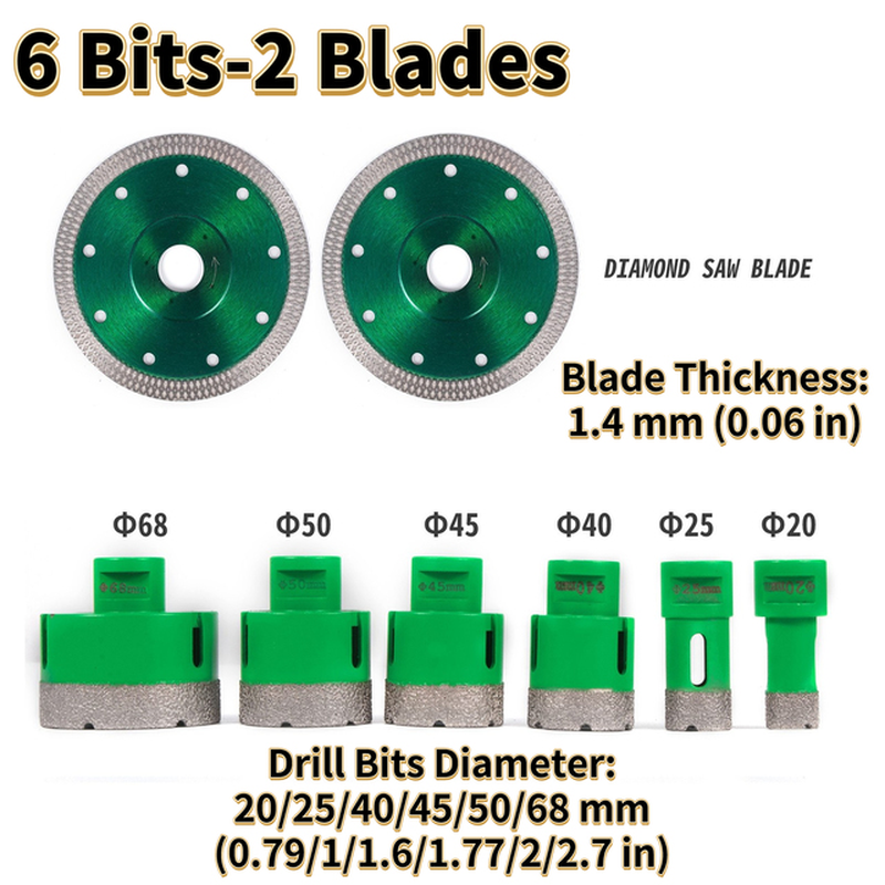 Diamond Hole Saw Drill Bit & 1.4Mm Thickness Blade M14 Mounting Thread W/ Case for Drilling Tile Granite Marble Porcelain