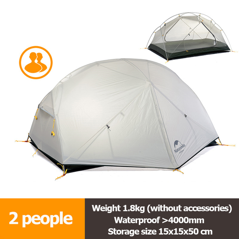 Mongar 2 Camping Tent Ultralight Outdoor 3 Season Waterproof 20D Nylon Hiking Tent 2 Person Backpacking Tent