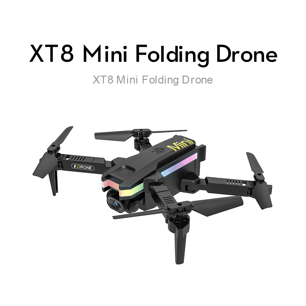 New XT8 Mini Drone 4K HD Dual Cameras FPV Air Pressure Fixed Altitude LED Light RC Quadcopter Helicopter Gifts Boys Toys 2022