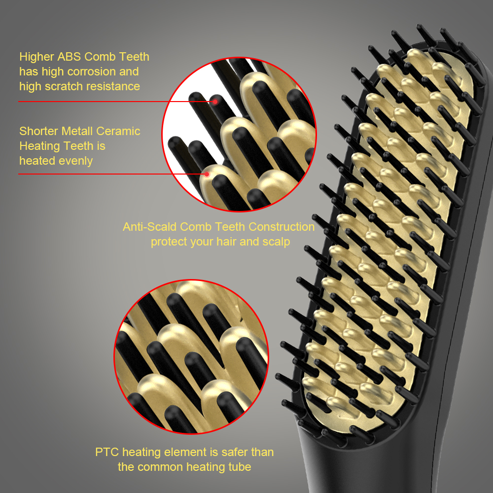 Hair Comb Brush Beard Straightener Multifunctional Hair Straightening Comb Hair Curler Quick Beard Hair Styler EU Plug