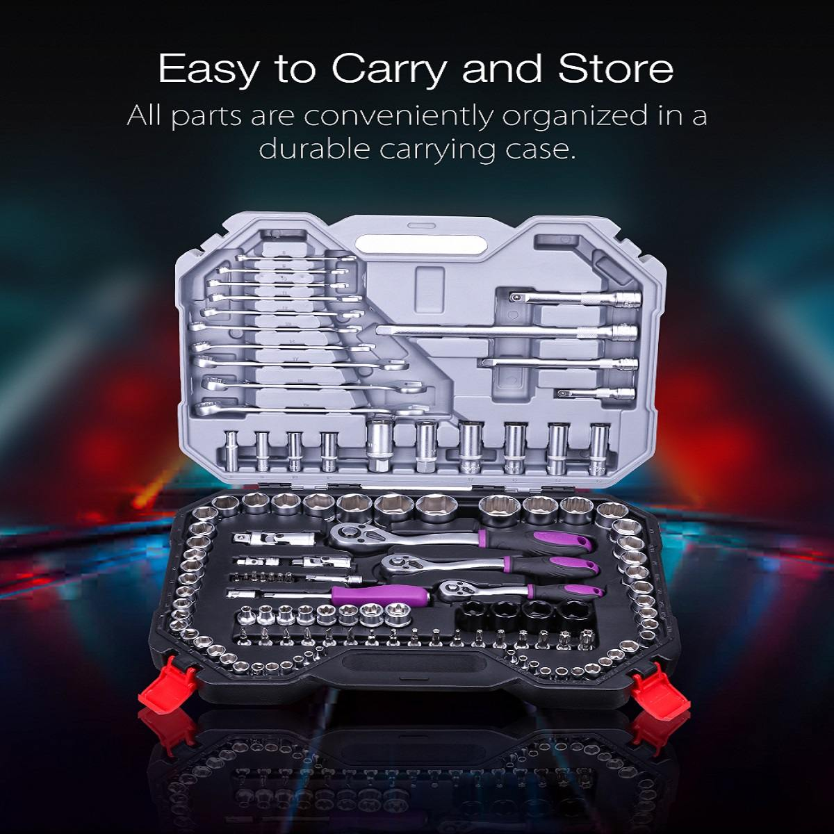 Multifunction 120Pcs CR-V Auto Repair Tool Box Set Torque Ratchet Wrench Combo Tools Kit Car Repairing Tool