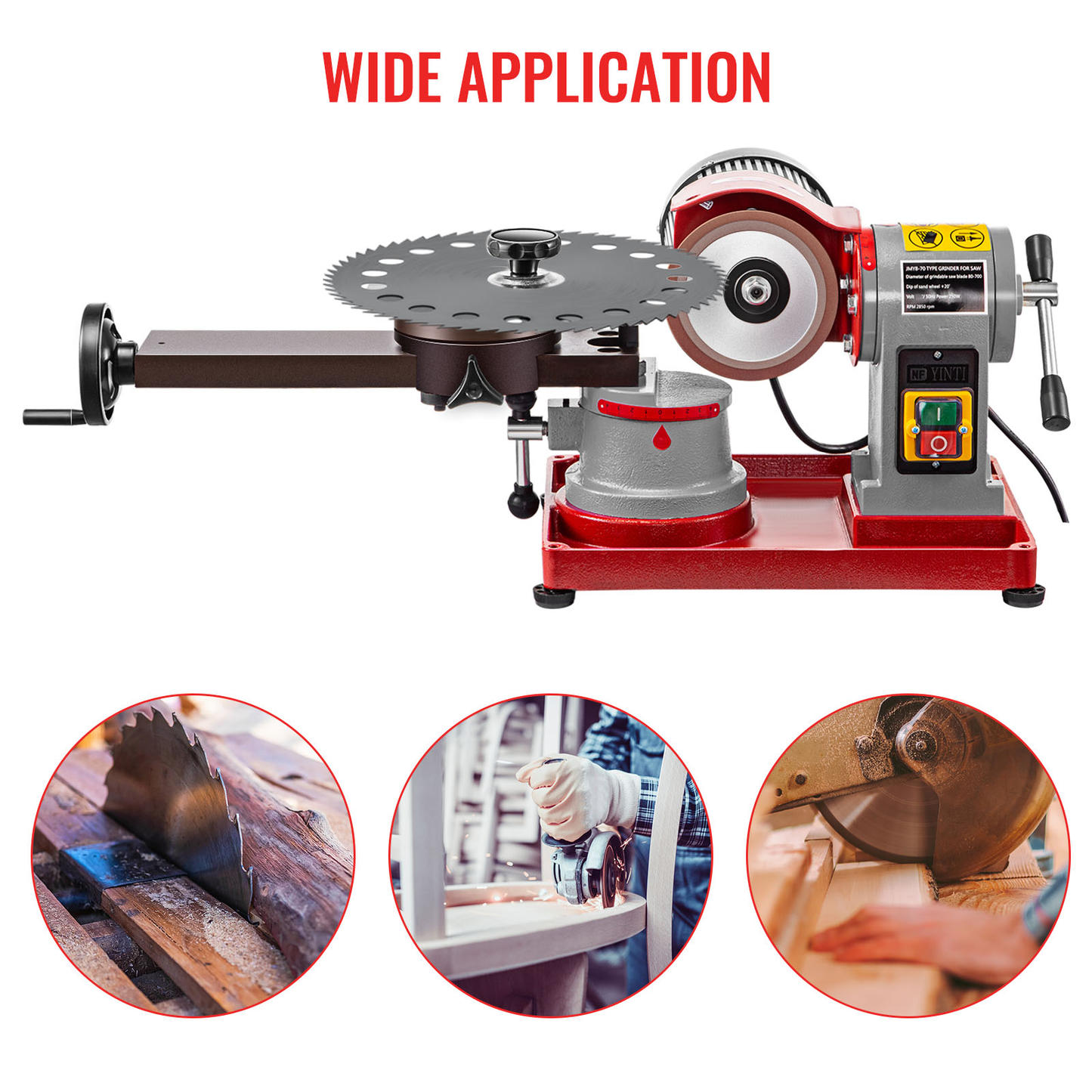 370W Circular Saw Blade Grinder Sharpener 5Inch Wheel Rotary Angle Mill Grinding for Carbide Tipped Saw Wood-Based Panel