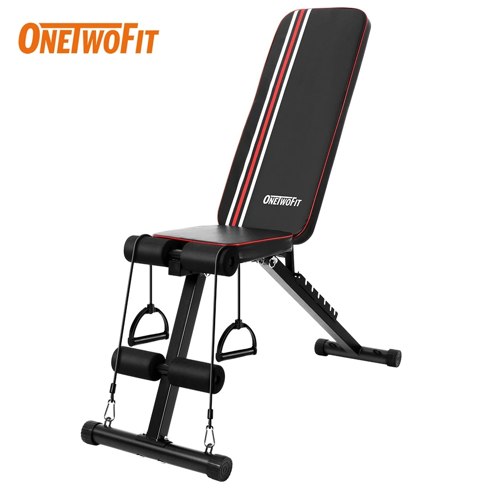 ONETWOFIT Adjustable Weight Bench Foldable Workout Bench with Incline Decline Flat Weight Lifting Sit up Ab Bench for Exercise