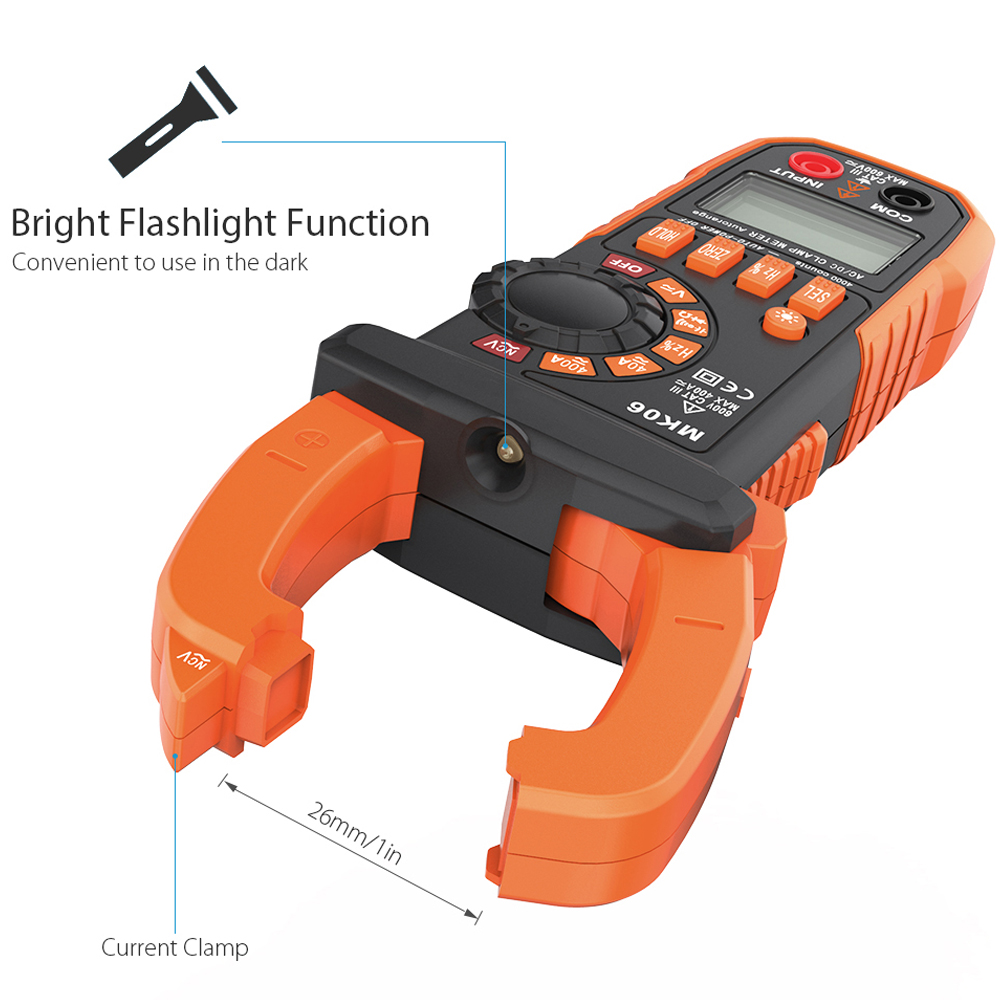 Digital Clamp Meter AC DC Voltage Current LCD Diaplay Auto-Ranging Clamp Multimeter Capacitance NCV Hz Tester 4000 Counts