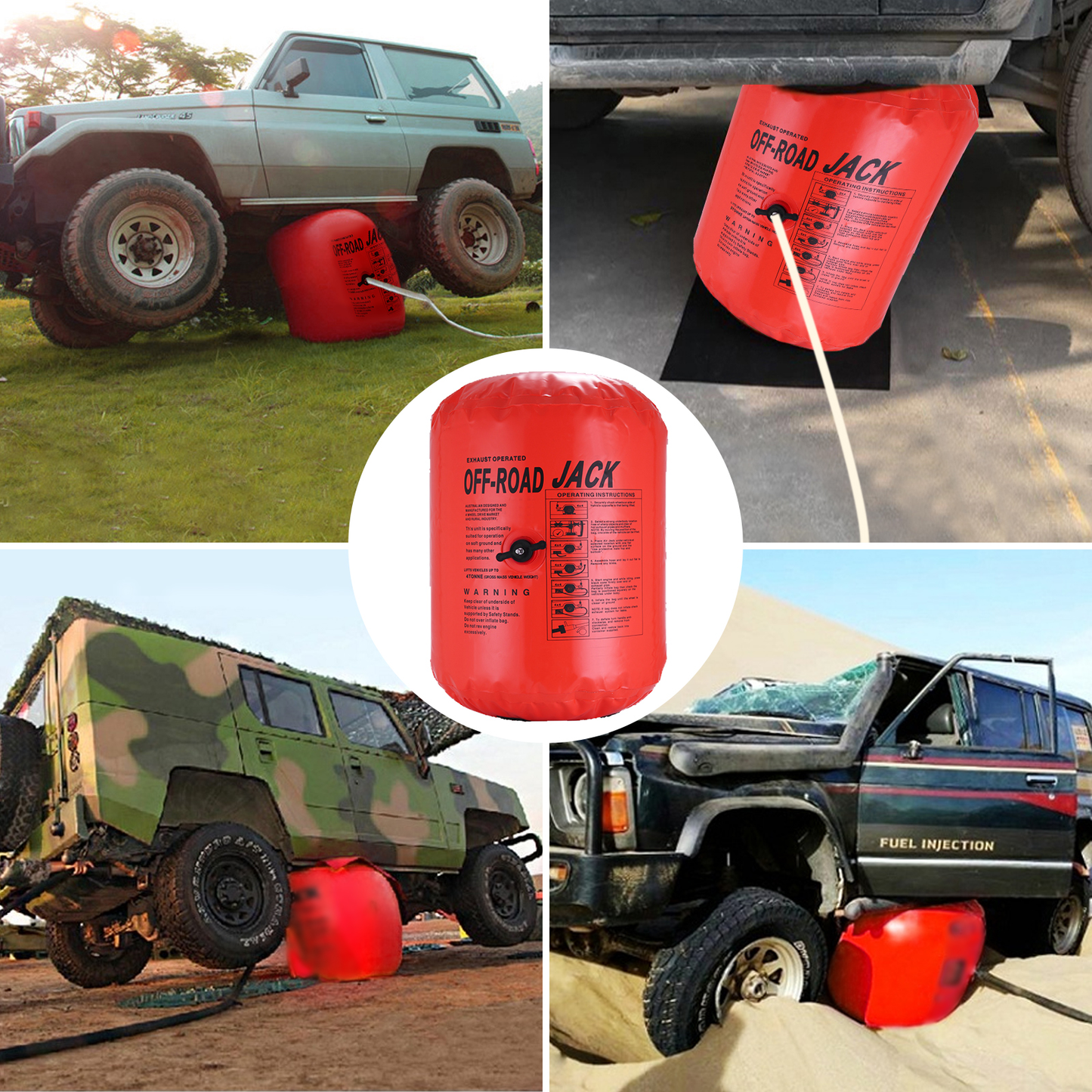 4.2 Ton Vehicle Exhaust Inflatable Air Jack Car Lifting Repair 6M Exhaust Hose 2 Blankets 11 Tools Set for Truck SUV Jeep