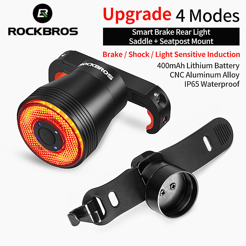 Smart Bicycle Rear Light Auto Start/Stop Brake Sensing Ipx6 Waterproof LED USB Rechargeable Flashlight Bike Accessories