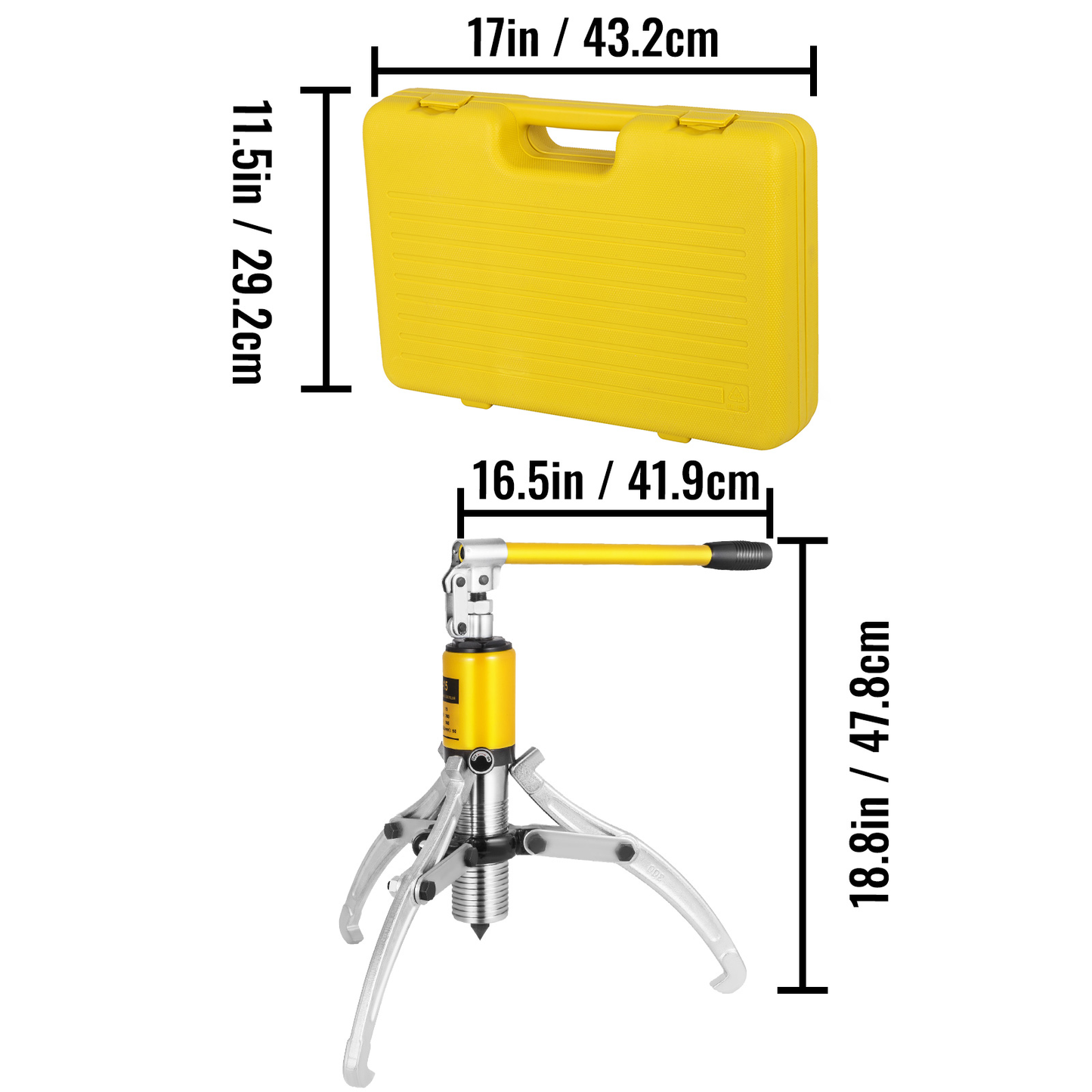 15 Ton Hydraulic Gear Wheel Bearing Puller Separator Tool Two & Three Adjustable Jaws with Portable Box for Repair Shop