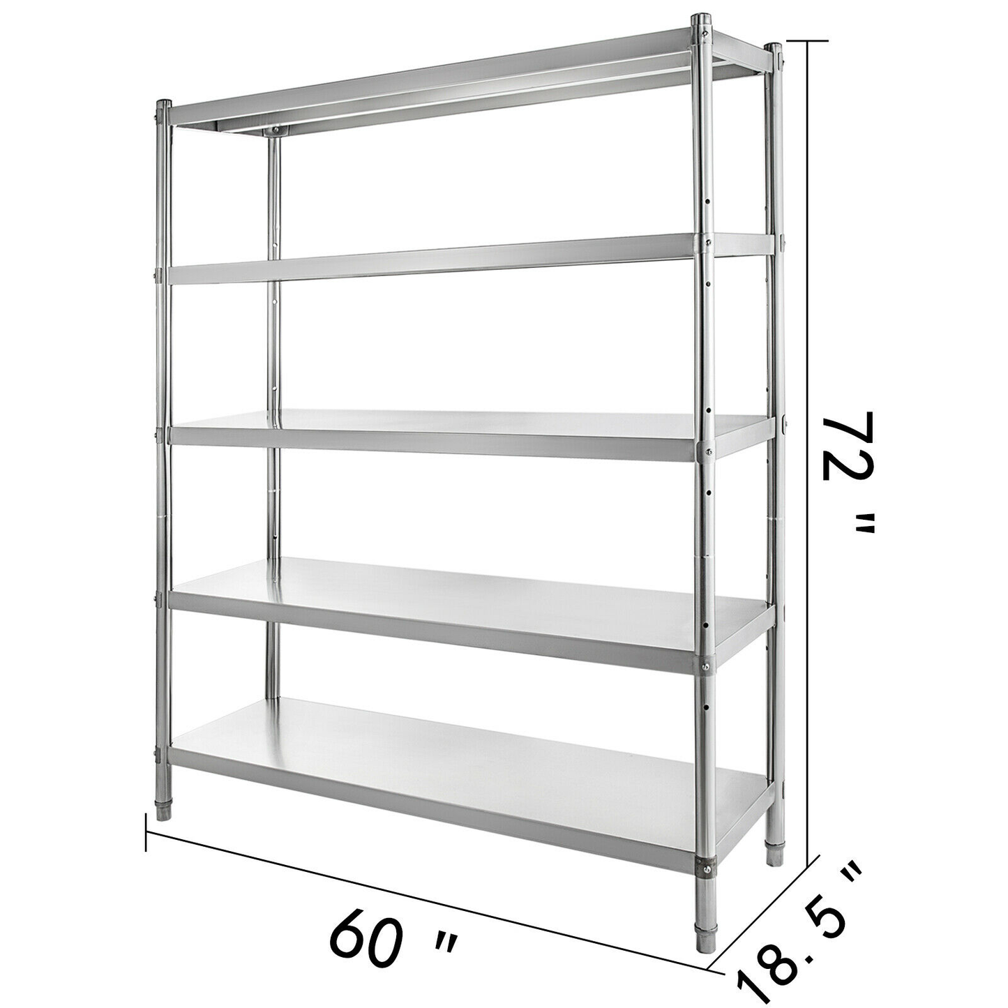 Commercial Storage Shelf Warehouse Rack Stainless Steel 4-Tier 5-Tier for Kitchen Living Room Garage Storing Kitchenware