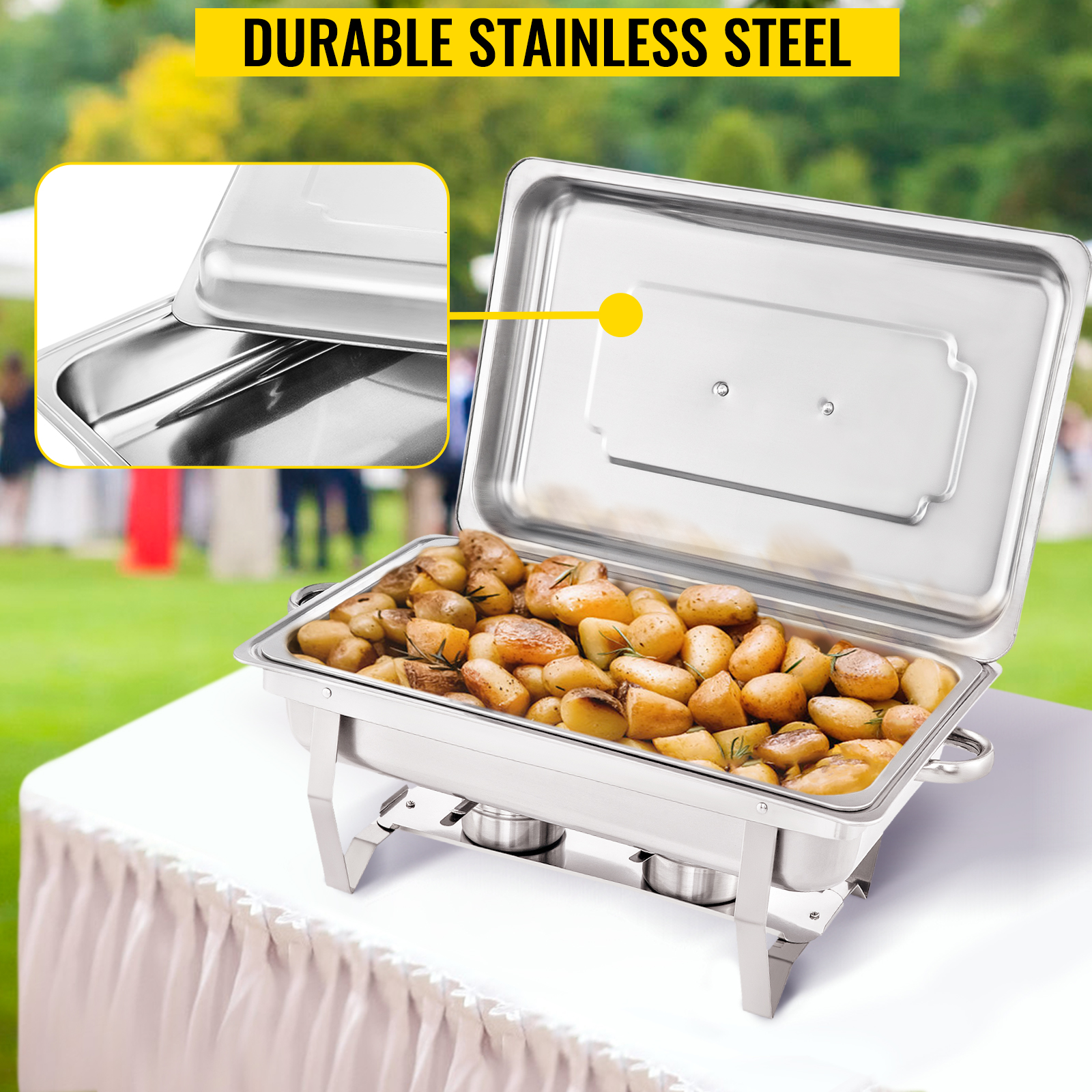 Chafing Dishes Buffet Stove Food Warmer 9L / 8 Quart Stainless Steel Foldable for Self-Service Restaurant Catering Parties