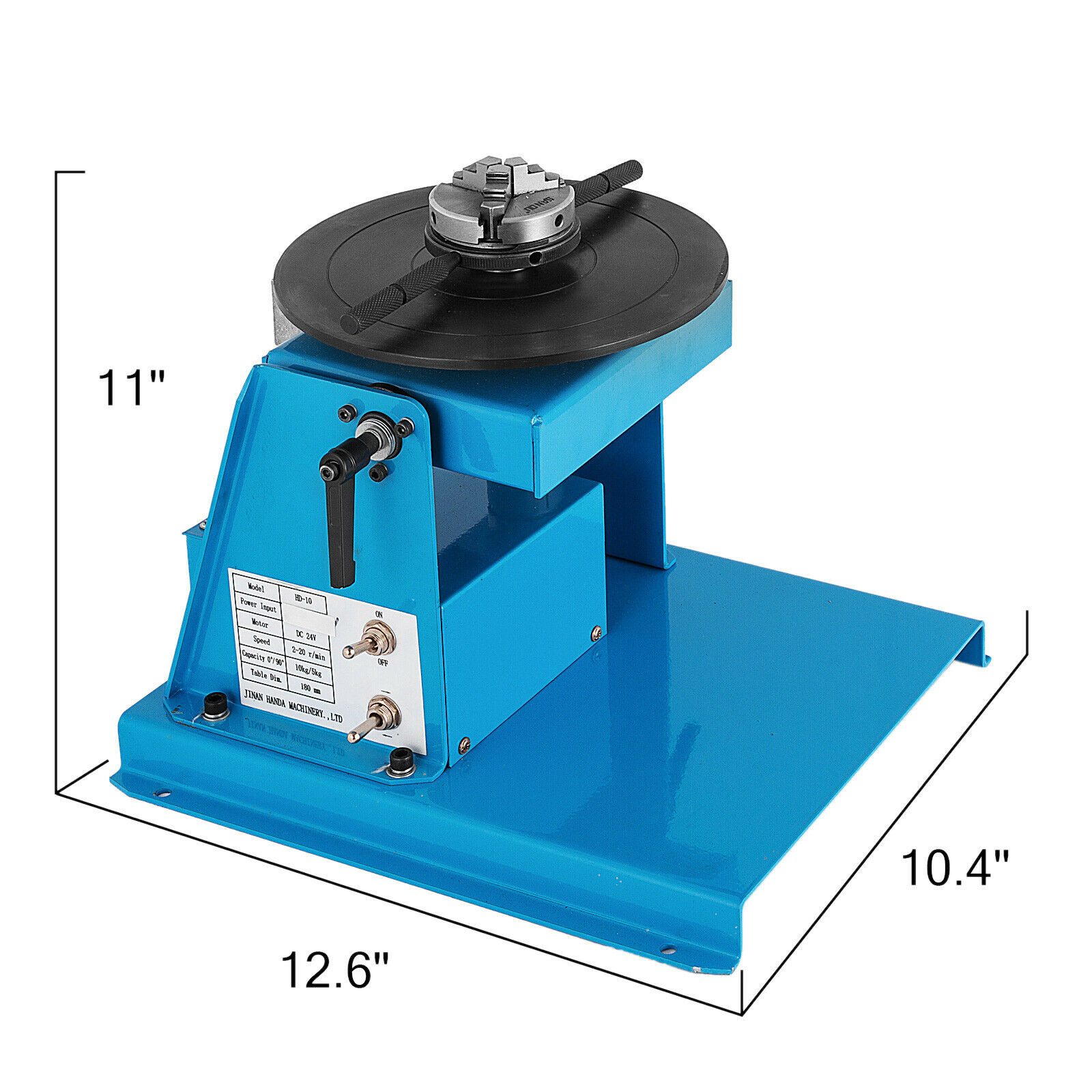 5/10KG Mini Semi-Automatic Rotary Welding Positioner Turntable Tilte Table 0-90º W/ 3 Jaw Lathe Chuck for Annular Welding