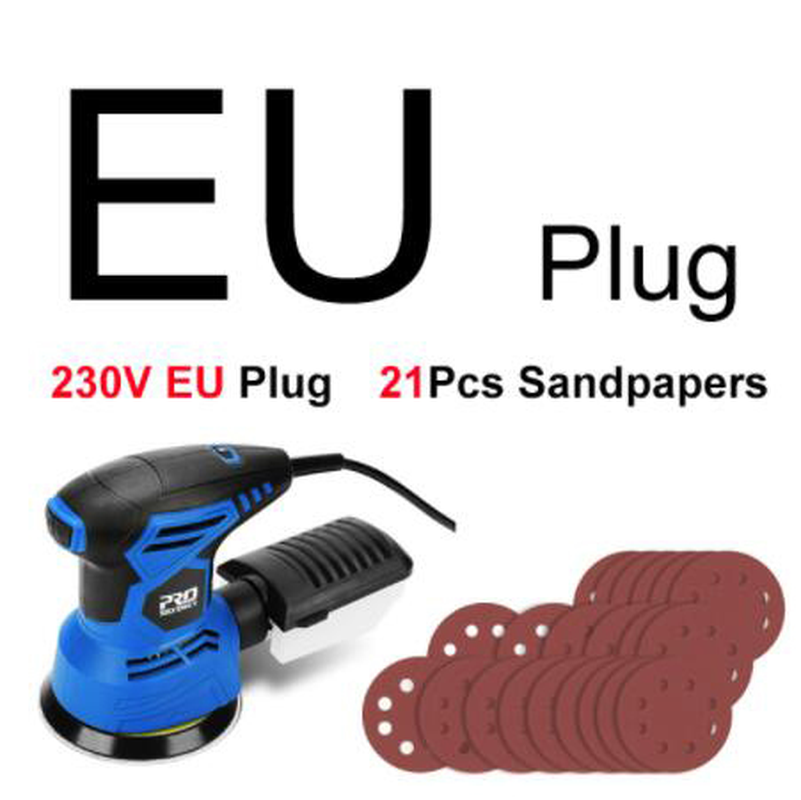 300W Random Orbital Electric Sander Machine with 21Pcs 125Mm Sandpapers 120V/240V Strong Dust Collection Polisher by