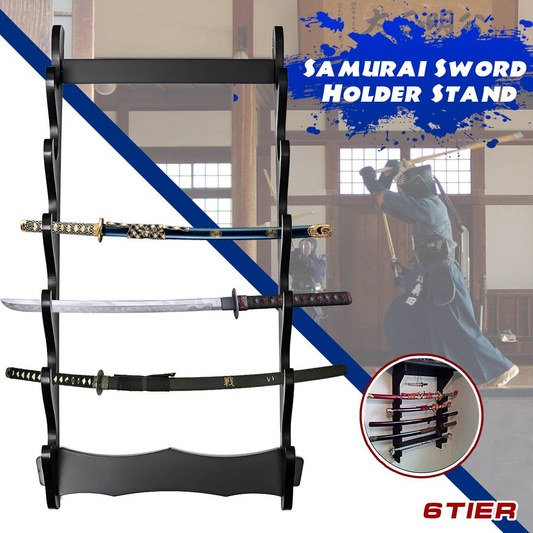 5/6 Tier Wall Mount Samurai Sword Katana Holder Stand Display Statues Sculptures Holder Hanger Rack for Home Decoration Crafts