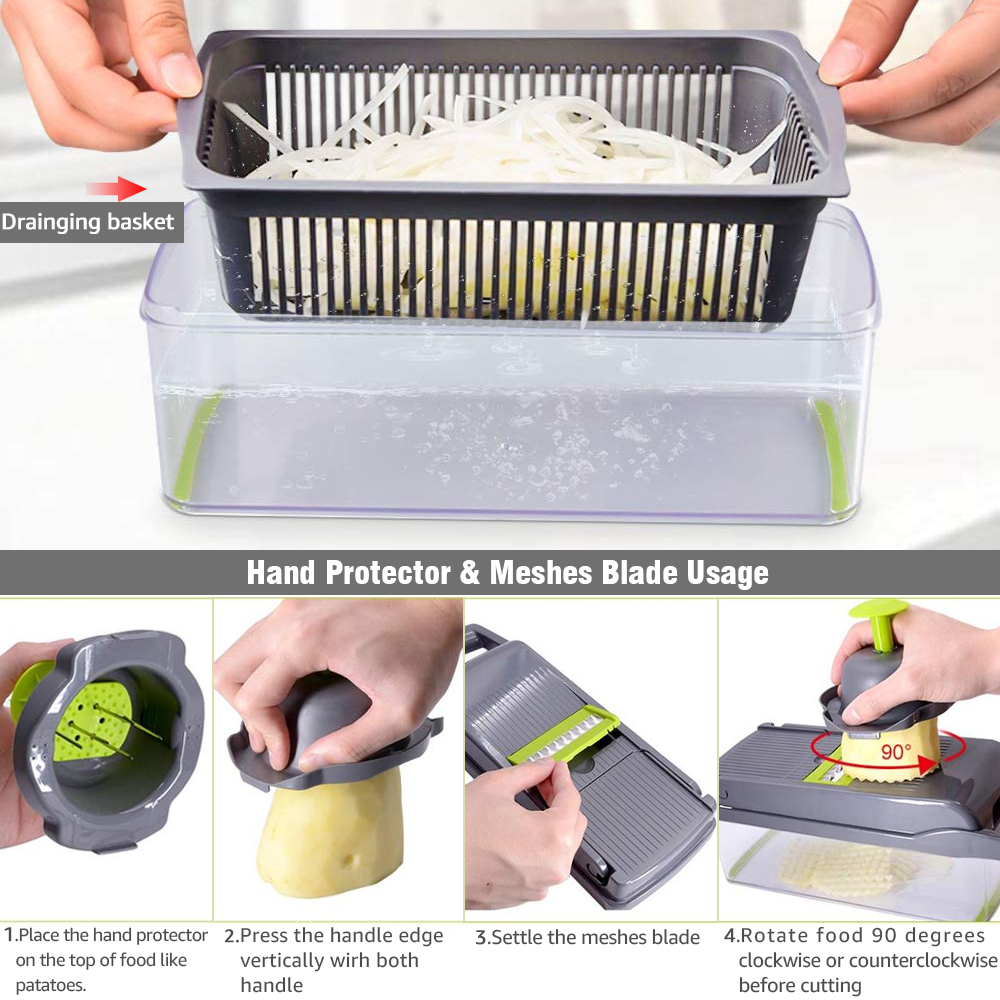 1pc Multi-function Vegetable Slicer, Protective Hand Guard Design With  Multiple Blades For Slicing And Shredding