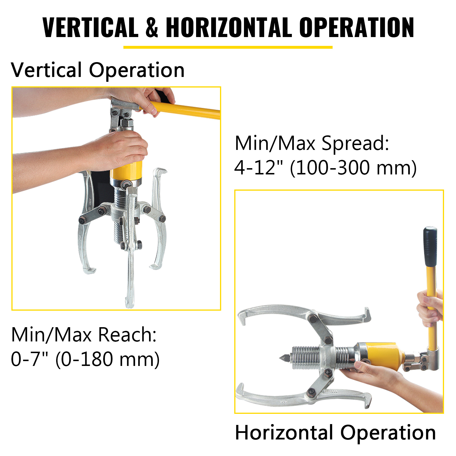 15 Ton Hydraulic Gear Wheel Bearing Puller Separator Tool Two & Three Adjustable Jaws with Portable Box for Repair Shop