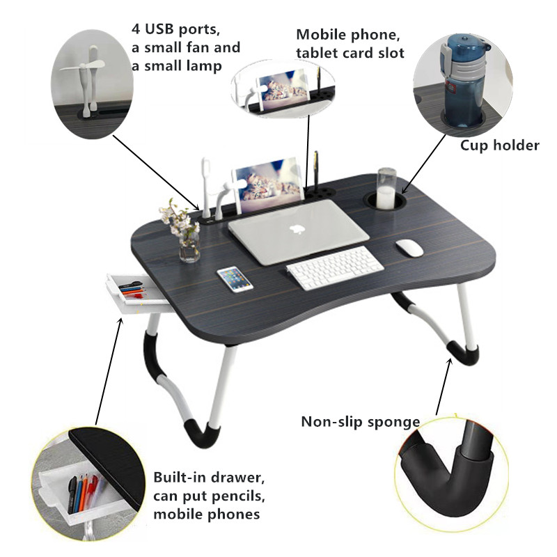 Home Folding Laptop Desk for Bed & Sofa Laptop Bed Tray Table Desk Portable Lap Desk for Study and Reading Bed Top Tray Table