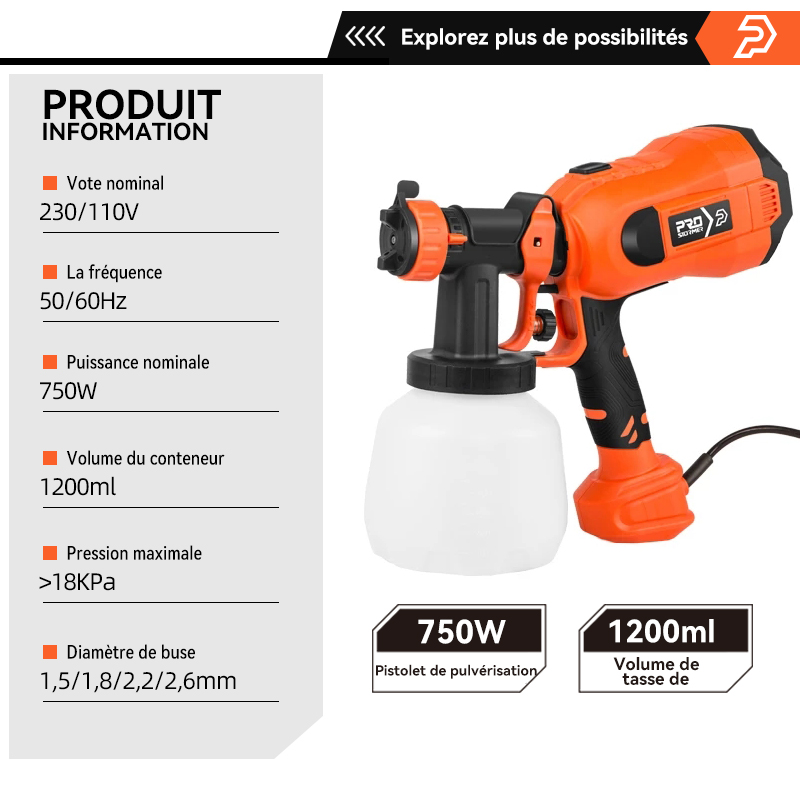 600W/750W Electric Spray Gun 4 Nozzle Sizes 1000Ml/1200Ml HVLP Household Paint Sprayer Flow Control Easy Spraying by