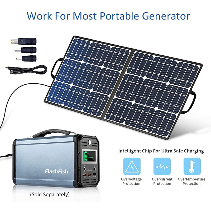 Portable Solar Panel 50W 18V Flashfish Sunpower Foldable Solar Charger Battery Cells 5V USB Outdoor Garden for Generator Phones