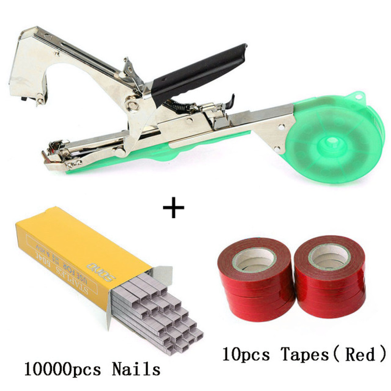 Tying Machine Plant Garden Plant Tapetool Tapener +10 Rolls Tape Set for Vegetable Grape Tomato Cucumber Pepper Flower